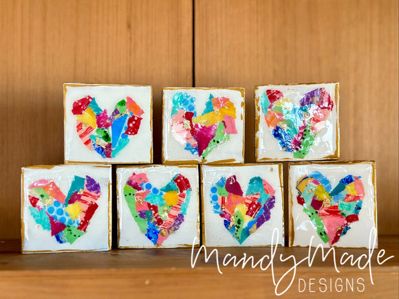 Painted Patchwork Hearts