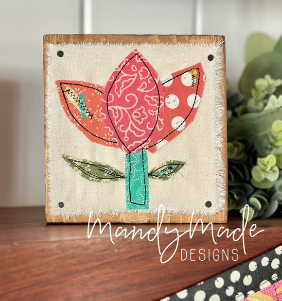 Fabric Flower Block- Pink
