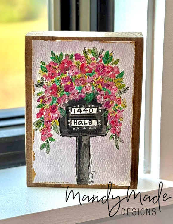 Personalized Floral Mailbox on Wood